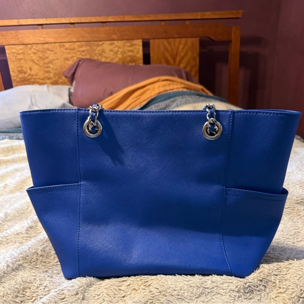 Calvin Klein Hayden Saffiano Leather Tote Royal Blue - Picture 4 of 8